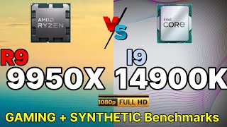 R9 9950X VS I9 14900K VS R9 7950X GAMING SYNTHETIC TEST AMD RYZEN 9950X NEW ZEN5 CPU  RTX 4090 [upl. by Dnarb]