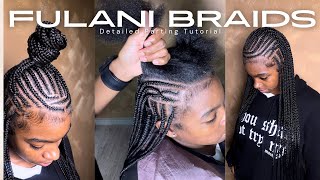 Fulani Braids Detailed Parting tutorial  Beginner Braiders [upl. by Egduj]