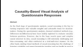 Causality Based Visual Analysis of Questionnaire Responses [upl. by Anil]