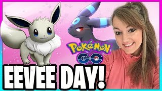 🎀 EEVEE COMMUNITY DAY  INSANE SHINY EEVEE EVOLUTIONS  POKEMON GO 🎀 [upl. by Cirda]