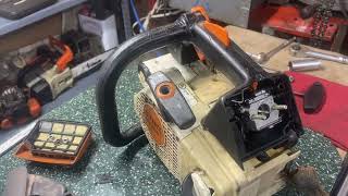 Stihl 200t intake boot replacement how to and test run sthilms200t stihl [upl. by Lewison]