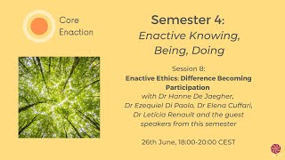 Core Enaction Programme Semester 4 – Session 8 – Enactive Ethics Difference Becoming Participation [upl. by Allenotna924]