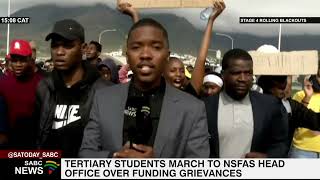 Tertiary students march to NSFAS head office over funding grievances [upl. by Llebana]