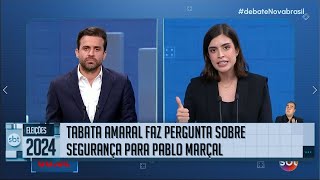 Debate SBT Tabata Amaral PSB pergunta sobre segurança ao candidato Pablo Marçal PRTB [upl. by Ira]