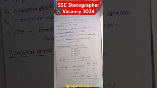 SSC Stenographer Vacancy 2024  SSC Steno Syllabus Age Salary Qualification By Rojgar Warriors [upl. by Yvi]