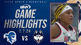 Geno Auriemma gets 1200th career win as UConn stifles Seton Hall 6734  UConn Highlights  SNY [upl. by Lanita]