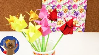 Origami tulipán DIY  Návod jak složit květinu  Dekorace jednoduše a rychle Flower Origami [upl. by Leeth]