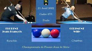 Championnat de France Masters  Cadre 471  Poule A  JeanFrançois Florent  Willy Gerimont [upl. by Patience]