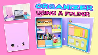 Desktop ORGANIZER using a FOLDER  Easy Desktop Organizer  aPasos Crafts DIY [upl. by Hawger]