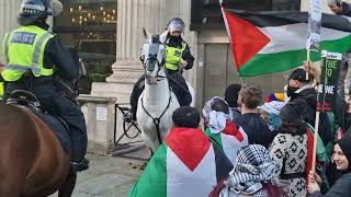 Riot police horses stop pro palistian group heading in trafalgar Square chanukah [upl. by Ayenet573]