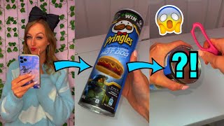 MYSTERY SURPRISE INSIDE EVERY PRINGLES TUBE😱SHOOK🤭 Shorts [upl. by Tannie631]