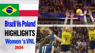 Brazil Vs Poland PLAY OFF 2362024 Womens VNL 2024  Volleyball Nations League 2024 [upl. by Humph]