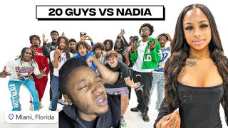 20 GUYS VS 1 INFLUENCER NADIA MIAMI Reaction [upl. by Centonze]