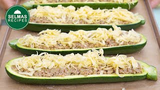 Gefüllte Zucchini mit Hackfleisch  Low Carb  Schnelles Abendessen ✅ [upl. by Baten66]