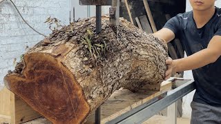 20YearOlds Amazing Design With Ancient Tree Trunk  Process To Create A Beautiful Coffee Table [upl. by Dinesh]