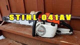 Stihl 041AV Chainsaw Start Up [upl. by Schenck]