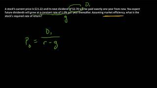 How to back out the required rate of return for a constant growth stock [upl. by Fredel]