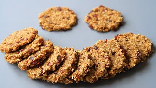 三分钟准备 只用三种材料 无糖无油无添加 健康酸甜小饼干 l 3 INGREDIENT BANANA OATMEAL COOKIES [upl. by Goddart]