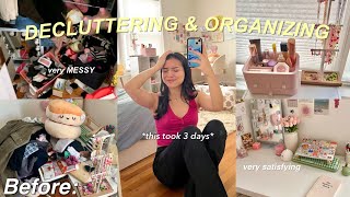 DECLUTTERING and ORGANIZING my MESSY room✨ new decor deep clean satisfying [upl. by Teryn]