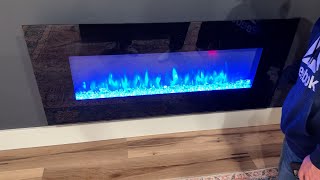 50 Inches Wall Mounted Linear Electric Fireplace Adjustable Flame Color and Speed 7501500W Heater [upl. by Nangem]