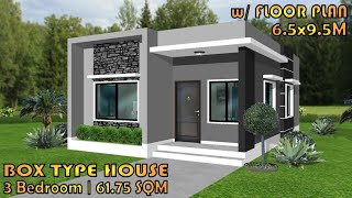 3 BEDROOM  BOX TYPE HOUSE DESIGN IDEA  65X95 M  SIMPLE HOUSE DESIGN [upl. by Akili]