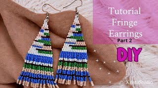 Beaded fringe earrings Part 2 brick stitch [upl. by Tarsuss262]