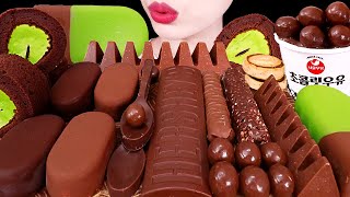 ASMR MUKBANG｜CHOCOLATE NUTELLA ICE CREAM MALTESERS CAKE EDIBLE SPOON 편의점 초코 아이스크림 누텔라 몰티져스 초코케이크 먹방 [upl. by Anaik]