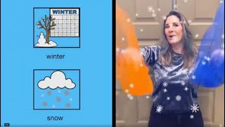 Winter Scarves Music amp Movement Song for kids with AAC UP DOWN AROUND MAKE COLD THROW CATCH [upl. by Nodnorb]