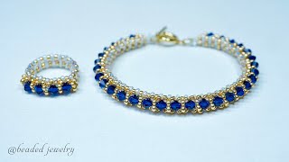 How to make beaded jewelry Elegant bracelet and ring [upl. by Gilleod]