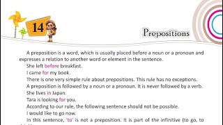 Ch 14 Prepositions English Grammar Class 5 [upl. by Deeyn]