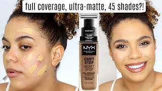 NYX Cant Stop Wont Stop Foundation ReviewWear Test OILY SKIN [upl. by Aneeg]