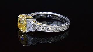 Canary Fancy Yellow Cushion Cut Diamond Engagement Ring [upl. by Ennoval638]