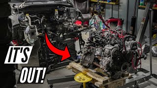 PULLING THE ENGINE  Abarth 500 Engine Swap Ep4 [upl. by Jarv]