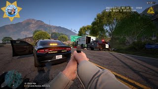 NO COMMENTARY GTA V LSPDFR  STOLEN MONEY TRUCK FATALLY SHOOTOUT MULTIPLE OFFICERS DOWN  CHP [upl. by Sajovich]