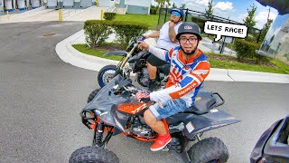 RACING SUPERMOTO VS QUAD AT THE LOT [upl. by Meurer880]