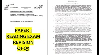 EDUQAS Paper 1 Reading Q1Q5 walkthrough 2024  GCSE English Language [upl. by Legnaros]