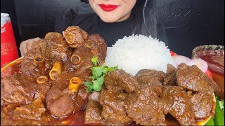 ASMR EATING SPICY MUTTON CURRYKALEJI CURRYWHITE RICESALAD FOOD VIDEOS [upl. by Monson672]