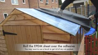 How to Install Firestone EPDM Rubber Roofing on a Shed Roof [upl. by Neenwahs]