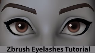 How to sculpt eyelashes in Zbrush  method 1 tutorial [upl. by Aram]