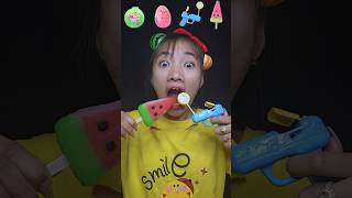 Hubba bubba 🍭 Dinosaur eggs🦖 candy guns🔫 watermelon ice cream🍦 funny bushcraft shorts mukbang [upl. by Tris579]