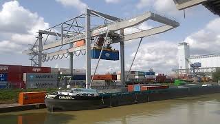 Freight transshipment at the Rhine port Basel Kleinhünigen Railway Station [upl. by Atilrak]