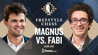 MAGNUS v FABIANO Who Wins Without Opening Prep Freestyle Chess Game 1 [upl. by Ellienad]