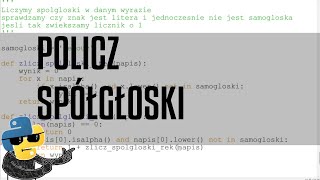 Rekurencja Policz spółgłoski w wyrazie Python [upl. by Iilek117]