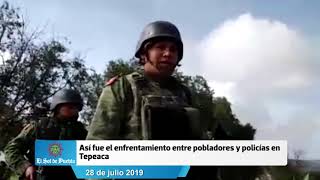 Así fue el enfrentamiento entre pobladores y policías en Tepeaca [upl. by Yellek]