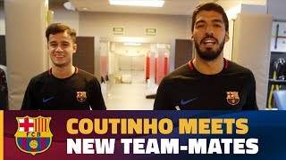 Philippe Coutinho meets his new teammates [upl. by Nodnahs767]