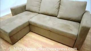 InteriorExpress Linden Tan Microfiber Convertible Sectional  Sofa Bed  LFC [upl. by Eahsram]