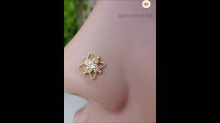 Latest Gold Nose pin design New Nose ring goldnosering nosepincollection trending youtubeshorts [upl. by Etnwahs]