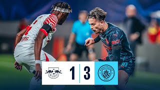 Highlights  Leipzig 13 City  Uefa Champions League  ALVAREZ AND DOKU LATE SHOW GIVES CITY WIN [upl. by Hayyifas503]