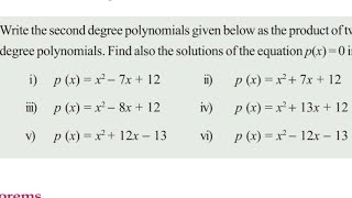 write the given second degree polynomial as the product of two first degree polynomialsclass10maths [upl. by Ahtar]