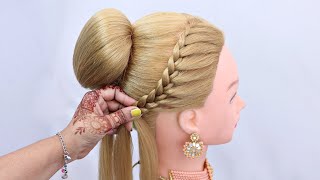 Easy Attractive Hairstyle  Beautiful Bun hairstyle for long hair  Hairstyle for girls [upl. by Macknair]